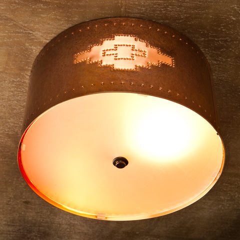 Ceiling Light - CFC, Navajo design, Ferric-Natural patina